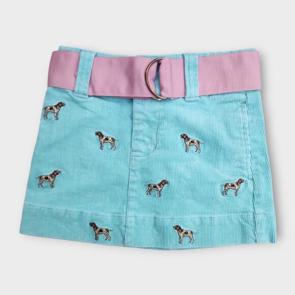 Ralph Lauren Other - Ralph Lauren Skirt Toddler Girls 3T Blue Corduroy W/ Belt Embroidered Dogs VTG